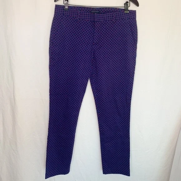 TOMMY HILFIGER Harlequin Check Print Mid Rise Ankle Pants - Picture 1 of 11